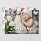 Begrüßungshandschrift Foto Geburtsankündigung Ankündigung (Vorne/Hinten)