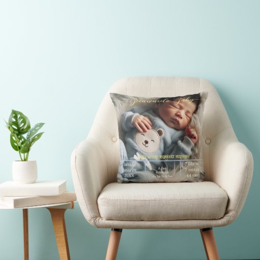 BegrüßungsjungBaby | Benutzerdefiniertes Foto Neug Kissen (Stuhl )
