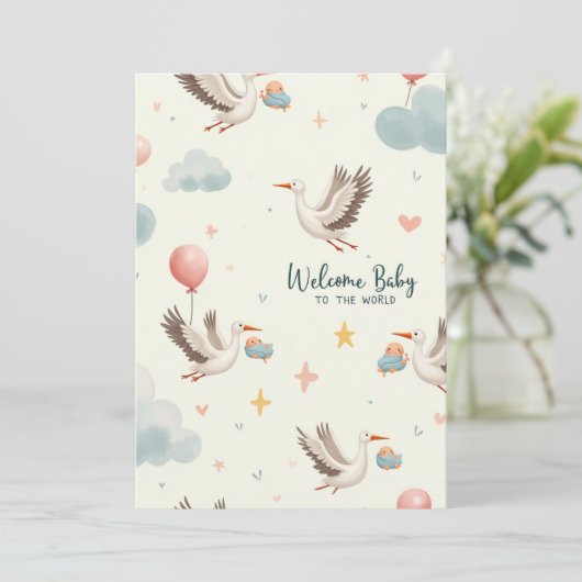 BegrüßungsjungBaby Einladung (Stehend Vorderseite)