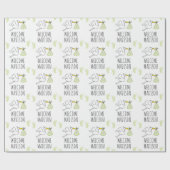 BegrüßungsjungBaby | Grüner Storch & Fußabdruck Geschenkpapier (Flach)