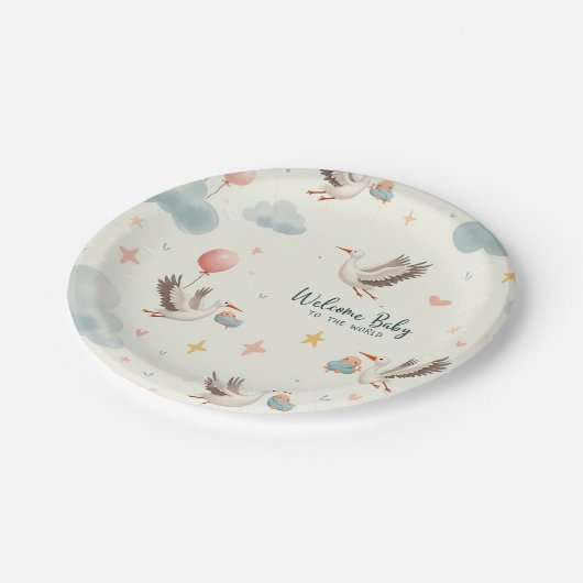 BegrüßungsjungBaby Pappteller (Schrägansicht)