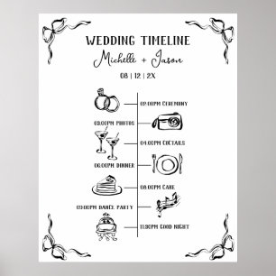 Begrüßungskalender für handgezeichnete Hochzeiten Poster