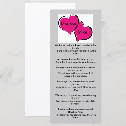 Begrüßungskarte (Vorne/Hinten)