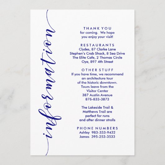 Begrüßungskarte der Marine und Informationskarte Programm (Rückseite)