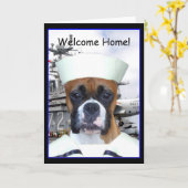 Begrüßungskarte des Seemann-Boxers Welcome Zuhause Karte (Gelbe Blume)