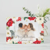 Begrüßungskarte des Weihnachtsroten Fotos Dankeskarte (Stehend Vorderseite)