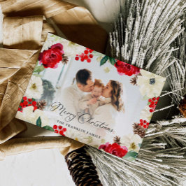 Begrüßungskarte des Weihnachtsroten Fotos Dankeskarte