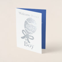 Begrüßungskarte für Baby Boy Silver Foil
