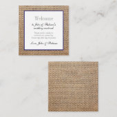 Begrüßungskarte für Burlap & Navy Blue Begleitkarte (Vorne/Hinten)