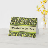 Begrüßungskarte für den grünen Retro-Mitarbeiter Karte (Gelbe Blume)