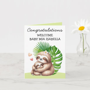 Begrüßungskarte für Mama & Baby Sloth Karte