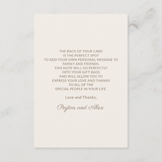 Begrüßungskarte für Rosa Blumenzwiebeln Begleitkarte (Rückseite)