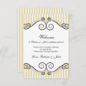 Begrüßungskarte mit Vintagem Goldstreifen Begleitkarte (Vorne/Hinten)