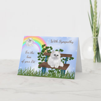 Begrüßungskarte mit weißer Katze und Katze mit Flü Karte