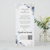 Begrüßungskarte von Dusty Blue Gold Floral Wedding (Stehend Vorderseite)