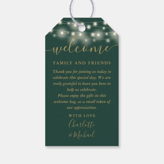 Begrüßungskorb für die Gastgeschenk Hochzeit Green Geschenkanhänger (Rückseite)