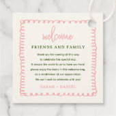 Begrüßungskorb mit rosa und grünem Fun Geschenkanhänger (Rückseite)