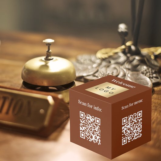 Begrüßungslogo QR Codes Brown Info-Tabelle Würfel