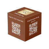 Begrüßungslogo QR Codes Brown Info-Tabelle Würfel (Rückseite Schrägansicht)