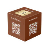 Begrüßungslogo QR Codes Brown Info-Tabelle Würfel (Vorderseite Schrägansicht)