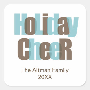 Begrüßungsmarke für das blaue Overlay für Holiday  Quadratischer Aufkleber