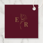 Begrüßungsmarke für moderne Burgund-Flora-Hochzeit Geschenkanhänger (Rückseite)