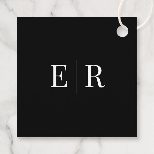 Begrüßungsmarke für moderne Schwarze Hochzeit Geschenkanhänger (Rückseite)