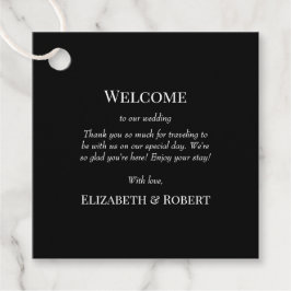 Begrüßungsmarke für moderne Schwarze Hochzeit Geschenkanhänger