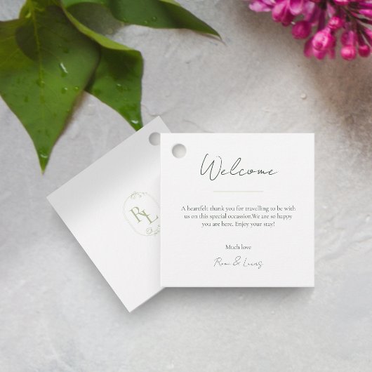 Begrüßungsmarke Grün/Weiß Monogram Geschenkanhänger