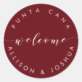 Begrüßungsmarken für Begrüßungsmarken im Hotel Runder Aufkleber (Vorderseite)