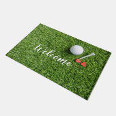 Begrüßungsmatte mit Liebe auf grünem Gras Fußmatte (Schrägansicht)