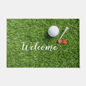 Begrüßungsmatte mit Liebe auf grünem Gras Fußmatte (Vorderseite)