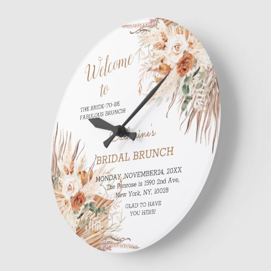 Begrüßungsmauer für Boho-Brautparty Große Wanduhr (Winkel)