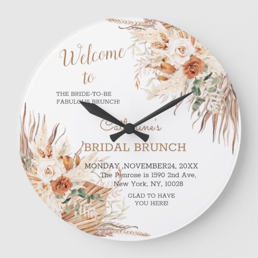 Begrüßungsmauer für Boho-Brautparty Große Wanduhr (Vorderseite)