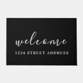 Begrüßungsmeldung und -adresse | Schwarz/Weiß Fußmatte (Vorderseite)