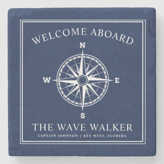 Begrüßungsnachricht| Nautischer Kompass Steinuntersetzer (Vorderseite)