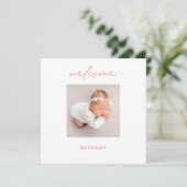 Begrüßungsname Koralle Rose Geburtsankündigung (Stehend Vorderseite)