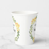 Begrüßungsnamen/Datum Gelbe W/Blume Hochzeit Pappbecher (Rechts)