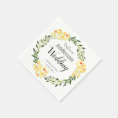 Begrüßungsnamen/Datum Gelbe W/Blume Hochzeit Serviette (Ecke)