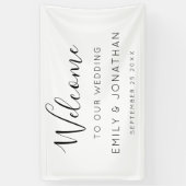 Begrüßungsnamen Datum Schwarz-weiß Banner (Vertikal)