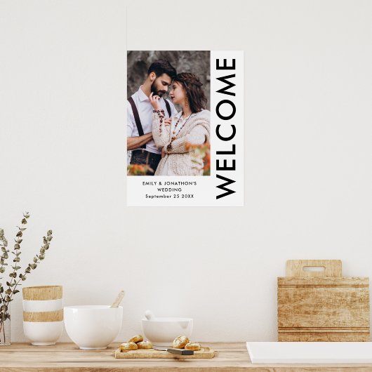 Begrüßungsnamen zeitgenössischer Fotos Hochzeit Poster (Küche)