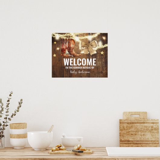 Begrüßungspaket für Stiefel oder Bows Gender Revea Poster (Küche)