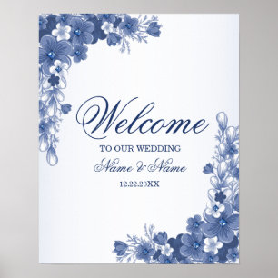 Begrüßungsparty Blumenblauer Rosengarten Elegante Poster