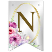 Begrüßungsparty farbenfroh rosa Blumen Golden Wimpelkette (Dritte Fahne)