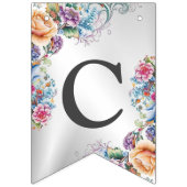 Begrüßungsparty - farbenfrohe Blume Moderne Wimpelkette (Erste Fahne)