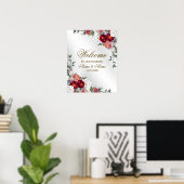 Begrüßungsparty farbenfrohe Rote Blüte Poster (Heimbüro)