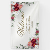 Begrüßungsparty farbenfrohe Rote Blütensilber Banner (Vertikal)