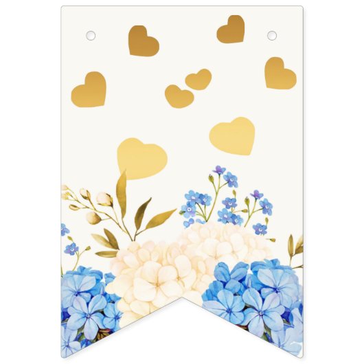 Begrüßungsparty Golden Blue Yellow Floral Wimpelkette (Zweite Fahne)