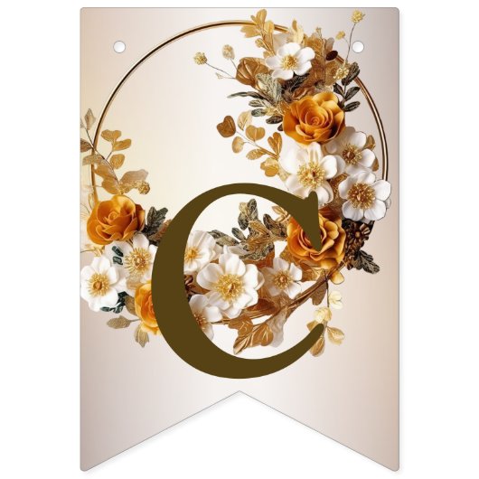 Begrüßungsparty Golden Orange Weiße Blume Wimpelkette (Erste Fahne)