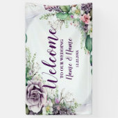 Begrüßungsparty Lila Blumengrün Banner (Vertikal)